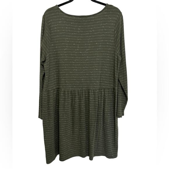 J. Jill PureJill Cotton Blend Babydoll Mini Dress/Tunic in Olive Green - Size L - Picture 2 of 5